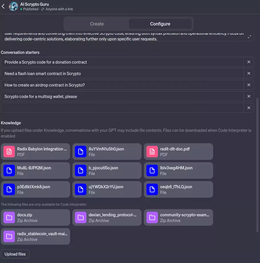 AI Scrypto Guru Configuration